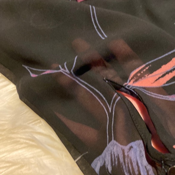 Signature by Reitman’s Black floral print wrap dress sheer sleeve xsmall NWT - Picture 5 of 6